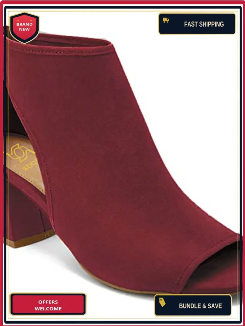 Chunky High Heel Suede Open Toe Side Cut-Out Ankle Booties with Back Zipper